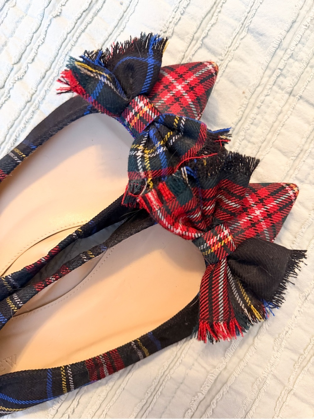 J.Crew Lottie Pointed Toe Flats | Tartan Plaid Frayed Bow | NWOT | Size 9 - Picture 11 of 13